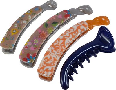 

Saamarth Impex Multi color Clutcher 2 Different Design Hair Accessories-Set Of 4 Piece Banana Clip(Multicolor)