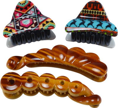 

Saamarth Impex Designer Multi-Colour Plastic Hair Clutchers/ Hair Clips for Girls and Women (Combo of 4 Hair Claws) Hair Clip(Multicolor)
