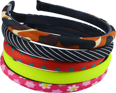 

Saamarth Impex Fabric Outer Printed Designer Multi Color Head Band , Hair Buckle Hair Accessories Set Of 5 Piece Head Band(Multicolor)