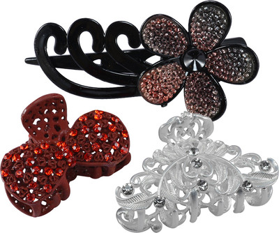 

Saamarth Impex New Design Fashion Rhinestone Beaded Hair Claw Clips Headwear Accessories For Women Girls Hair Jewelry-3 Piece Set Hair Claw(Multicolor)