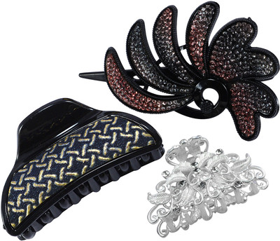 

Saamarth Impex Party Casual Wedding Wear Designer Premium Fancy Hair Clip For Women & Girls Set OF 3 Hair Claw(Multicolor)