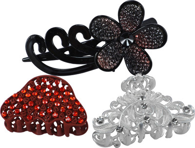 

Saamarth Impex Party Casual Wedding Wear Designer Premium Fancy Hair Clip For Women & Girls Set OF 3 Hair Claw(Multicolor)