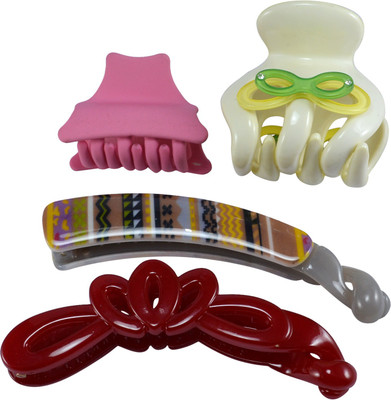 

Saamarth Impex Multi color Printed Clutcher 3 Different Design Hair Accessories Set Of 4 Piece Hair Clip(Multicolor)