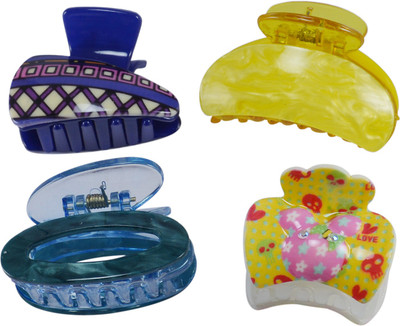 

Saamarth Impex Printed Multicolor Hair Clips , Woman Hair Accessories For Long Short Pony-Set Of 4 Piece Hair Claw(Multicolor)