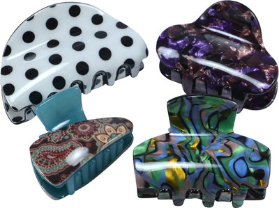 

Saamarth Impex Printed Multicolor Hair Clips , Woman Hair Accessories For Long Short Pony-Set Of 4 Piece Hair Claw(Multicolor)