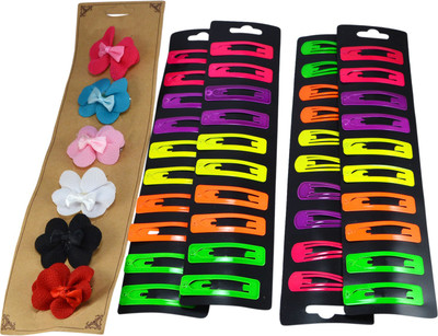 

Saamarth Impex Snap Clip/Hairpin For Girls With Flower Bow Pack of 5 Set Hair Accessories Multicolor-46 Piece Set Hair Clip(Multicolor)