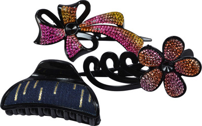

Saamarth Impex New Design Fashion Rhinestone Beaded Hair Claw Clips Headwear Accessories For Women Girls Hair Jewelry-3 Piece Set Hair Clip(Multicolor)