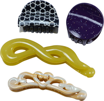 

Saamarth Impex Designer Multi-Colour Plastic Hair Clutchers/ Hair Clips for Girls and Women (Combo of 4 Hair Claws) Hair Clip(Multicolor)