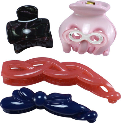 

Saamarth Impex Multi color Printed Clutcher 3 Different Design Hair Accessories Set Of 4 Piece Hair Clip(Multicolor)