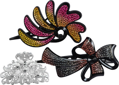 

Saamarth Impex Multi color Clutcher Beads Work Different Design Hair Accessories-Set Of 3 Piece Hair Clip(Multicolor)