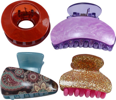 

Saamarth Impex Multi color Clutcher 2 Different Design Hair Accessories-Set Of 4 Piece Hair Claw(Multicolor)