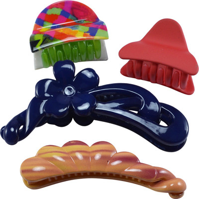 

Saamarth Impex Designer Multi-Colour Plastic Hair Clutchers/ Hair Clips for Girls and Women (Combo of 4 Hair Claws) Hair Clip(Multicolor)