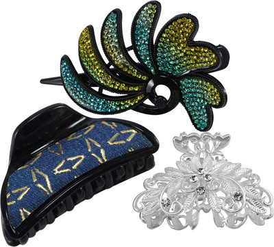 

Saamarth Impex Party Casual Wedding Wear Designer Premium Fancy Hair Clip For Women & Girls Set OF 3 Hair Clip(Multicolor)
