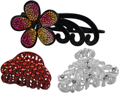 

Saamarth Impex 2018 New Fashion Simple Hair Clip Hair Claw Hair accessories for Women Hair Crab Clamp Big-3 Piece Hair Claw(Multicolor)