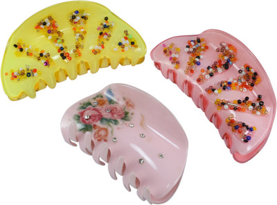 

Saamarth Impex Beads Decorated Big Size Jaw Claw Hair Clip Mulricolor-3 Piece Set Hair Claw(Multicolor)