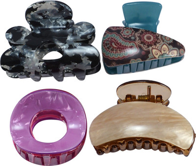 

Saamarth Impex Multi color Clutcher 2 Different Design Hair Accessories-Set Of 4 Piece Hair Claw(Multicolor)