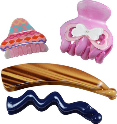 

Saamarth Impex Printed Multi Color With Solid Design Decorated Jaw hair Claw Clip-4 Piece Set Hair Clip(Multicolor)
