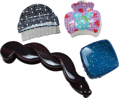 

Saamarth Impex Fashionable Women Girls Ladies Hair Clip Hairdressers Hairdressing Accessory Pack Of 4 Hair Claw(Multicolor)