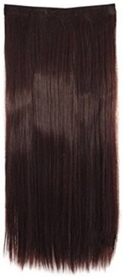 

kabello Clip in Straight Single Pcs Synthetic 24 inches Dark Brown Extension Hair Extension