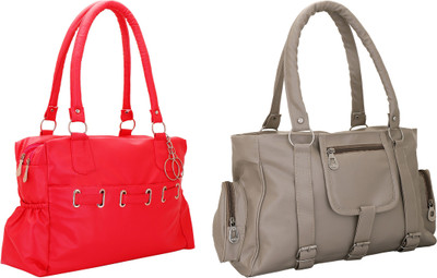 

Lady bar Hand-held Bag(Red, Grey), Grey;red