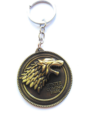 Hats Off Game of Thrones Wolf 3D Key chain | Golden Metal Key ring Key Chain