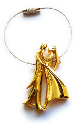 

HatsOff Unique Couple Wired Key chain Golden Colour Lovers Metal Love Key Chain