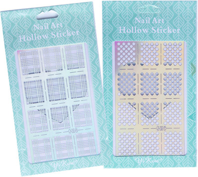 

Looks United Pack Of 2 Nail Art Stencils JV207- JV208(Silver)