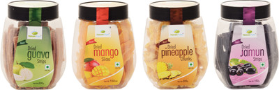 

Nature Pure Dried Fruits- Guava Strips, Mango Slices, Pineapple Chunks and Jamun Strips (200g+150g+200g+150g) Pack of 4 Assorted Fruit(700 g, Plastic Bottle)