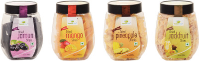 

Nature Pure Dried Fruits- Jamun Strips, Mango Slices, Pineapple Chunks and Jackfruit Slices (150g+150g+200g+200g) Pack of 4 Assorted Fruit(700 g, Plastic Bottle)