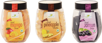 

Nature Pure Dried Fruits- Mango Slices, Pineapple Chunks and Jamun Strips (150g+200g+150g) Pack of 3 Assorted Fruit(500 g, Plastic Bottle)