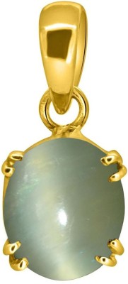 TEJVIJ AND SONS 10.25 Ratti Original Lehsuniya Cats Eye Gold Plated Panchdhatu Pendent for Men & Women Gold-plated Cat's Eye Metal Pendant