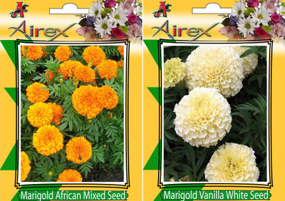 

Airex Marigold African Mixed and Marigold Vanilla White (Summer) Flower Seeed BY AIREX + Humic Acid Fertilizer (For Growth of All Plant and Better Responce) 15 gm Humic Acid + Pack Of 30 Seeds * 1 Per Packet + 10 Marigold Vanilla White Seed(30 per packet)