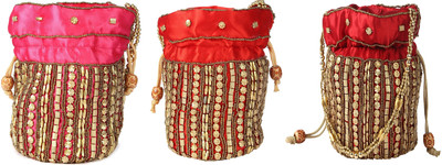 

SUVASANA Jaipur Women Handmade Festive Multicolor Wedding Gift Potli Potli(Pink, Multicolor), Multicolor;pink