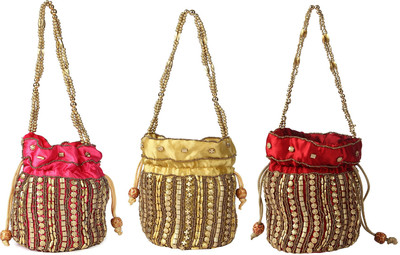 

SUVASANA Jaipur Women Handmade Festive Multicolor Wedding Gift Potli Potli(Gold, Gold)