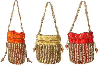 

SUVASANA Jaipur Women Handmade Festive Multicolor Wedding Gift Potli Potli(Gold, Multicolor)