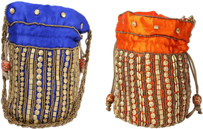 

SUVASANA Jaipur Women Handmade Festive Multicolor Wedding Gift Potli Potli(Orange)