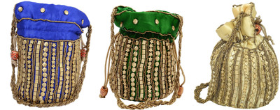 

SUVASANA Jaipur Women Handmade Festive Multicolor Wedding Gift Potli Potli(Gold, Green)