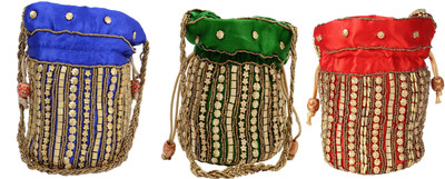 

SUVASANA Jaipur Women Handmade Festive Multicolor Wedding Gift Potli Potli(Green)