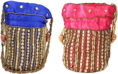 

SUVASANA Jaipur Women Handmade Festive Multicolor Wedding Gift Potli Potli(Pink)