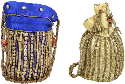 

SUVASANA Jaipur Women Handmade Festive Multicolor Wedding Gift Potli Potli(Gold)