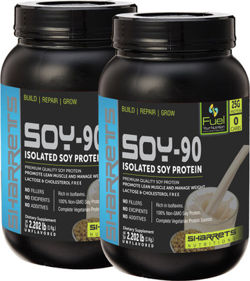 SHARRETS NUTRITIONS Isolated Soy Protein 90% (Non Gmo ) 2 X 1 Kg Plant-Based Protein(2000, Unflavored)