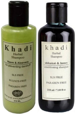 

Khadi Herbal Combo Shampoo : Neem & Aloevera, Shikakai & Honey (SLS, Sulfae & Paraben Free) 420 ML(420 ml)