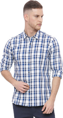 Basics Men Checkered Casual Blue Shirt Basics Men Checkered Casual Blue Shirt