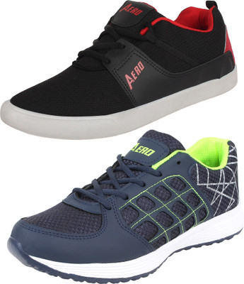 

Aero 02 Pair Combo AMG Performance Running and Canvas Sneakers For Men(Navy, Green, Black, Red, Navy::pgreen::black::red