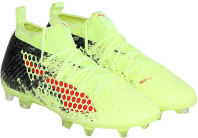 

Puma FUTURE 18.2 NETFIT FG AG Football Shoes For Men(Multicolor, Fizzy yellow-red blast- black