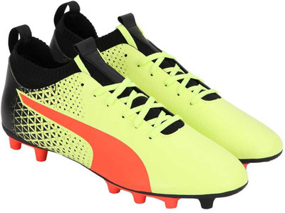 

Puma evoKNIT FTB FG Football Shoes For Men(Yellow, Fizzy yellow-red blast- black