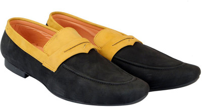 

FAUSTO Party Wear Loafers For Men(Black, Black beige