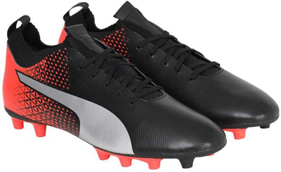 

Puma evoKNIT FTB FG Football Shoes For Men(Black, Black- silver-red blast