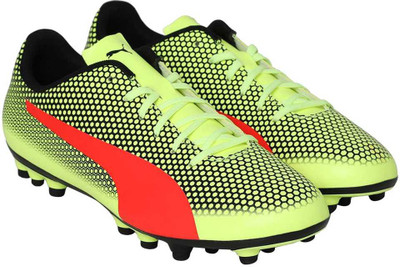 

Puma PUMA Spirit AG Football Shoes For Men(Yellow, Fizzy yellow-red blast- black