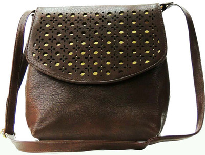 

amozz Women Casual Brown Cotton, PU Sling Bag